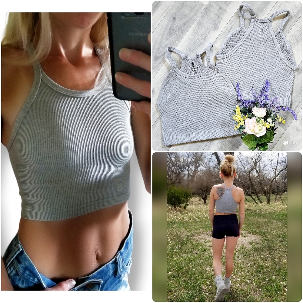 NWOT FP Movement Happiness Runs Crop Tank in Heather Grey